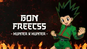 Ilustración de Gon Freecss con su caña de pescar, poderes y evolución explicados para fans de Hunter × Hunter.