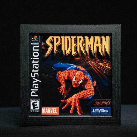 Shadow Box Spiderman, edición artesanal en 3D ideal para coleccionistas y fans de los clásicos de PlayStation 1.